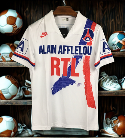 Camiseta Retrô do PSG 1990 - Edição Histórica (Patrocínios Alain Afflelou & RTL)
